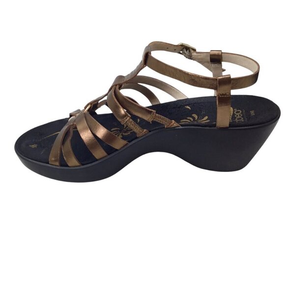 Abeo Sandals Bronze Gold Ring Strappy Gladiator Size 8 N Narrow Comfort Sandal - Picture 5 of 8